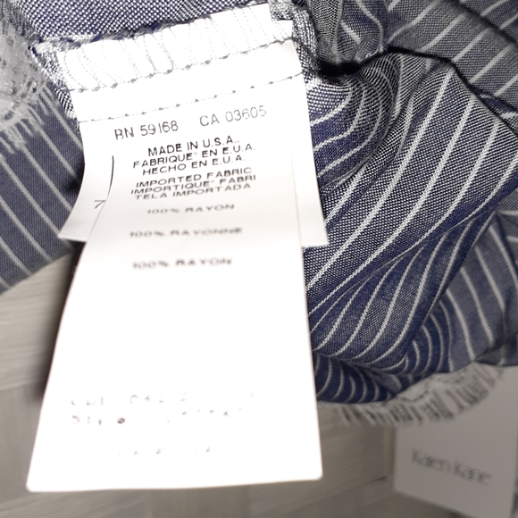 Karen Kane Chambray Stripe Lace Top - Picture 11 of 11